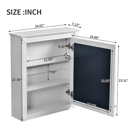 Wall Mounted Bathroom Storage Cabinet With Mirror, Medicine Cabinet With Height Adjustable Shelf HouseOfZazla
