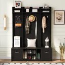 5 In 1 Entryway Bench With Coat Rack, 7 Sturdy Hooks, 2 Spacious Drawers And Adjustable Shelves HouseOfZazla