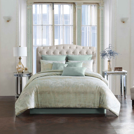 Vesta Gold Satin Circle-Quilted 7-Piece Comforter Set HouseOfZazla