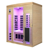 Low EMF, There is also a heating plate on the glass door, Hemlock wood Far-infrared indoor Three person sauna room