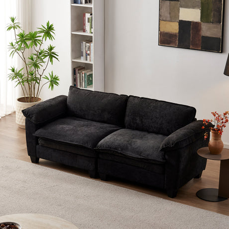 Living Room Furniture Big Loveseat Luxury Couch with Soft Chenille Upholstered Sofa Black HouseOfZazla
