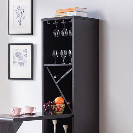Bar Cabinet, Extended Table Kitchen Cabinet With Wine Bottle Compartment & Open Shelving - Red Cocoa HouseOfZazla