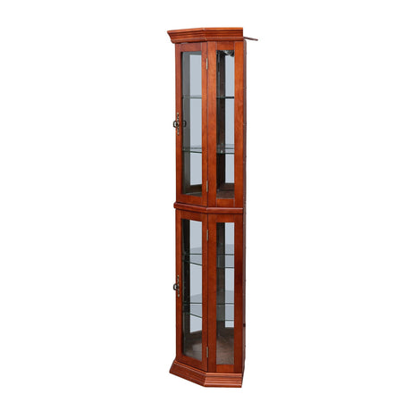 Corner Curio Cabinet With Lights, Adjustable Tempered Glass Shelves, Mirrored Back, Display Cabinet (E26 Light Bulb Not Included) HouseOfZazla