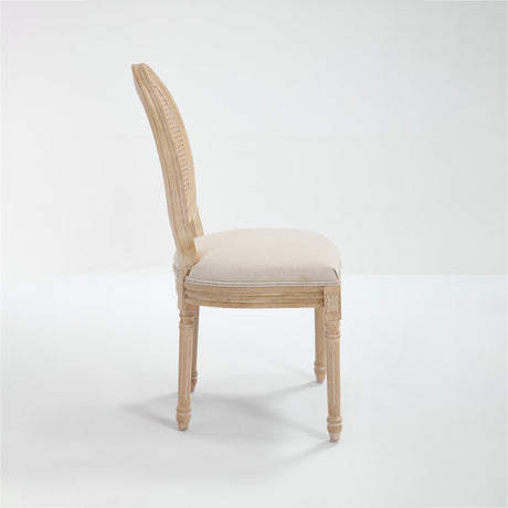 French Country Dining Chairs Set of 2 Upholstered with Rattan Back HouseOfZazla
