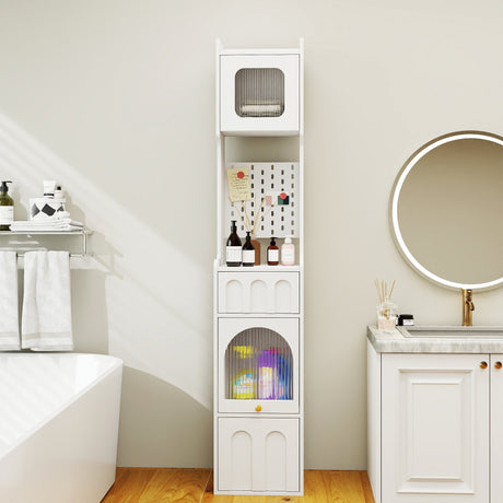 70.87" H Tall Bathroom Storage Cabinet with 1 Door and 2 Drawers HouseOfZazla