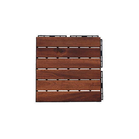 Interlocking Deck Tiles Striped Pattern, Square Acacia Hardwood Outdoor Flooring For Patio, Bancony, Pool Side HouseOfZazla