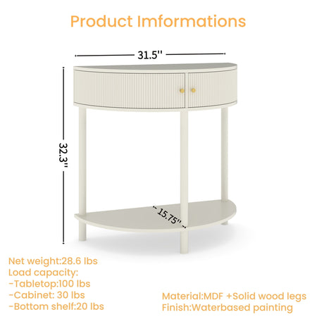 Demi Lune Console Table With 2 Storage Drawers HouseOfZazla