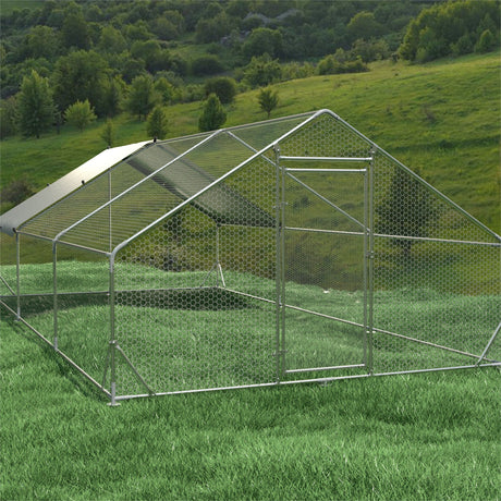 Large Metal Chicken Coop, Walk In Poultry Cage Hen Run House Rabbits Habitat Cage Spire Shaped Coop With Waterproof And Anti Ultraviolet Cover HouseOfZazla
