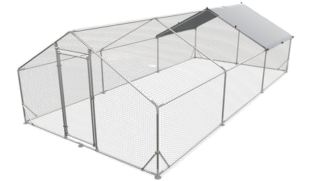 Large Metal Chicken Coop, Walk In Poultry Cage Hen Run House Rabbits Habitat Cage Spire Shaped Coop With Waterproof And Anti Ultraviolet Cover HouseOfZazla
