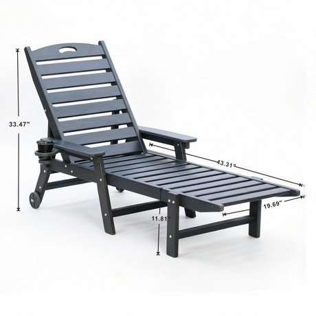 HDPE Chaise Lounge Chair Outdoor with Adjustable Backrest HouseOfZazla