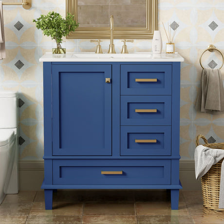 Bathroom Vanity, Modern Bathroom Cabinet With Sink Combo Set, Bathroom Storage Cabinet With A Soft Closing Door And 3 Drawers, Solid Wood Frame HouseOfZazla