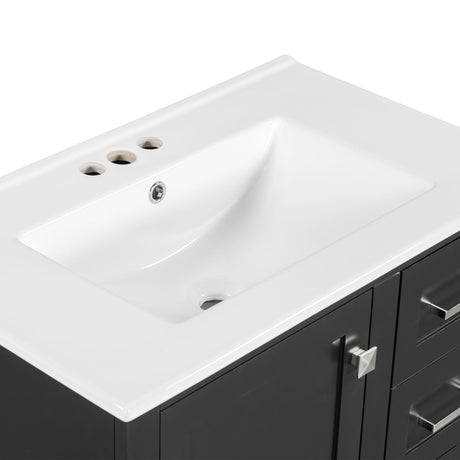 Bathroom Vanity, Modern Bathroom Cabinet With Sink Combo Set, Bathroom Storage Cabinet With A Soft Closing Door And 3 Drawers, Solid Wood Frame HouseOfZazla