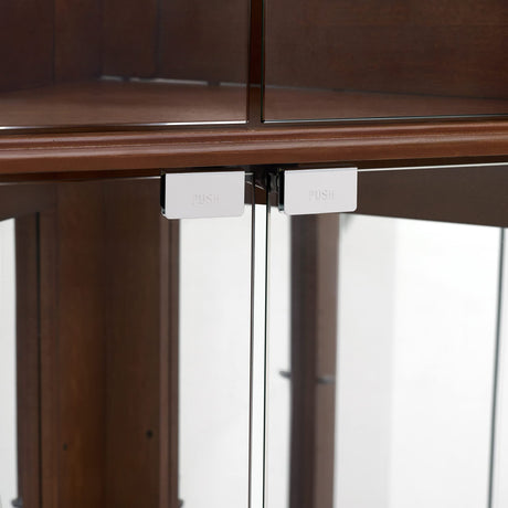 Corner Curio Dispaly Cabinet With Lights, Adjustable Tempered Glass Shelves, Mirrored Back (E26 Light Bulb Not Included) HouseOfZazla