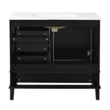 Bathroom Vanity, Modern Bathroom Cabinet With Sink Combo Set, Bathroom Storage Cabinet With A Soft Closing Door And 3 Drawers, Solid Wood Frame