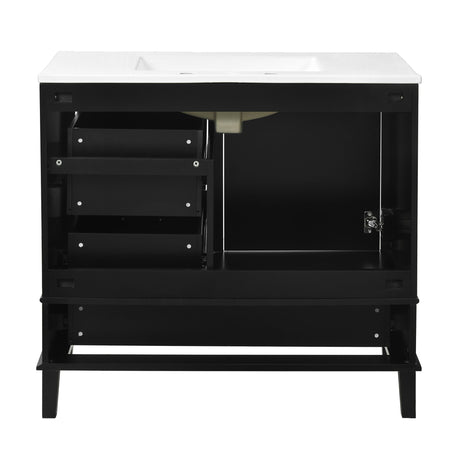 Bathroom Vanity, Modern Bathroom Cabinet With Sink Combo Set, Bathroom Storage Cabinet With A Soft Closing Door And 3 Drawers, Solid Wood Frame HouseOfZazla