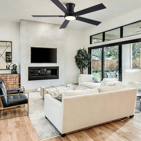 Low Profile Flush Mount Intergrated LED Ceiling Fan With Light And Reversible Quiet Motor HouseOfZazla