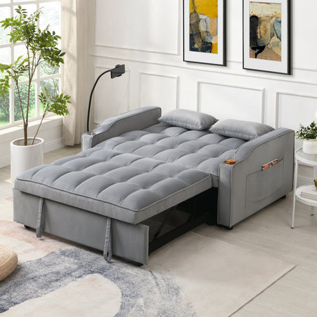 Modern Velvet Loveseat Futon Sofa Couch with Pullout Bed HouseOfZazla