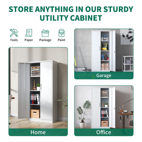Heavy Metal Garage Storage Cabinet With Locking Doors, Steel, Adjustable Shelves HouseOfZazla