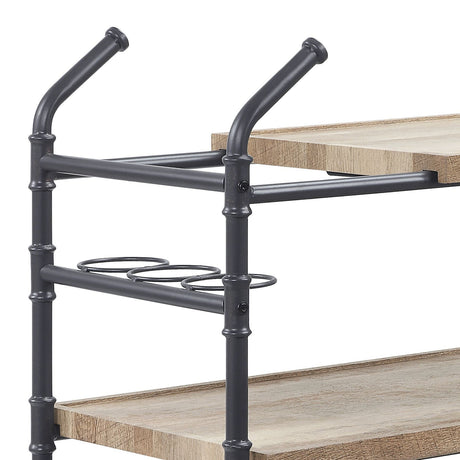 Brantley Oak & Sandy Black Finish Serving Cart HouseOfZazla