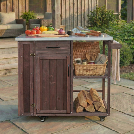 Outdoor Kitchen Island Fir Wood Prep Station HouseOfZazla