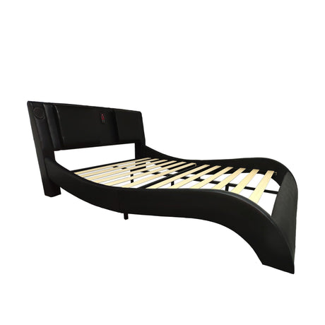 Platform Bed Frame With LED Lighting, Bluetooth Music, Vibration Massage HouseOfZazla