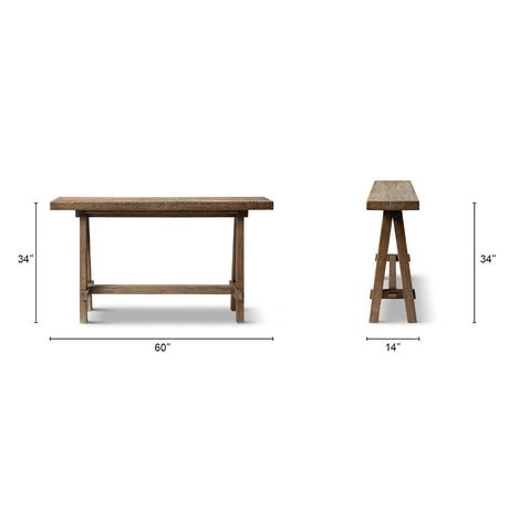 Hawthorne 60'' Solid Reclaimed Elm Trestle Console Table HouseOfZazla