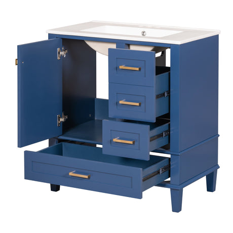 Bathroom Vanity, Modern Bathroom Cabinet With Sink Combo Set, Bathroom Storage Cabinet With A Soft Closing Door And 3 Drawers, Solid Wood Frame HouseOfZazla