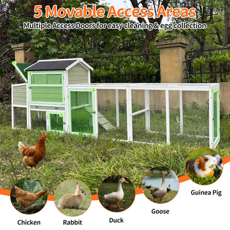 Wooden Chicken Coop, Large Outdoor Hen House with Run and Nesting Box HouseOfZazla