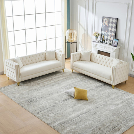 Deep Seat Sofa With Button Nailhead, Square Arm Couches HouseOfZazla