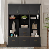 Entryway Hall Tree With Bench And Storage, 5 In 1 Coat Rack