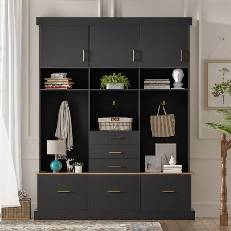 Entryway Hall Tree With Bench And Storage, 5 In 1 Coat Rack HouseOfZazla