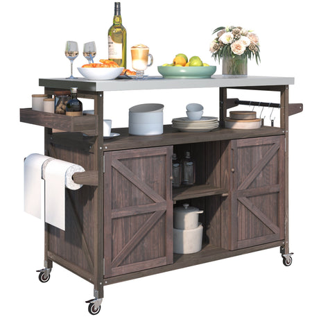 K&K Outdoor Kitchen Island, Rolling Bar Cart & Storage Cabinet HouseOfZazla