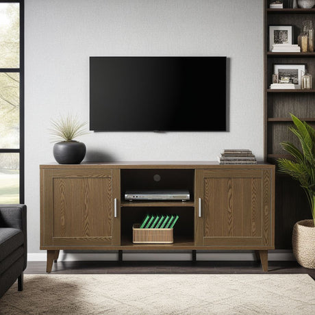 Modern 60 Inch TV Stand in Classic Walnut Finish HouseOfZazla