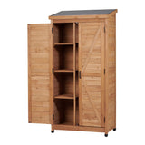 Outdoor Storage Shed With Vertical Tool Cabinet For Backyard
