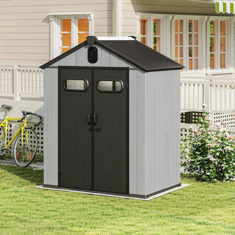 5x3FT Outdoor Resin Storage Shed with Transparent Windows & Louvered Vents HouseOfZazla