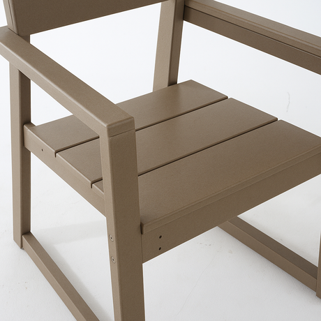 Antique Wood Color HDPE Outdoor & Garden Armchairs with Backrest HouseOfZazla