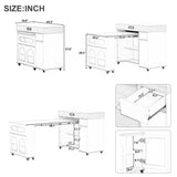 Extendable Dining Table With Folding Top, Rolling Kitchen Island With Drawers And Power Outlet