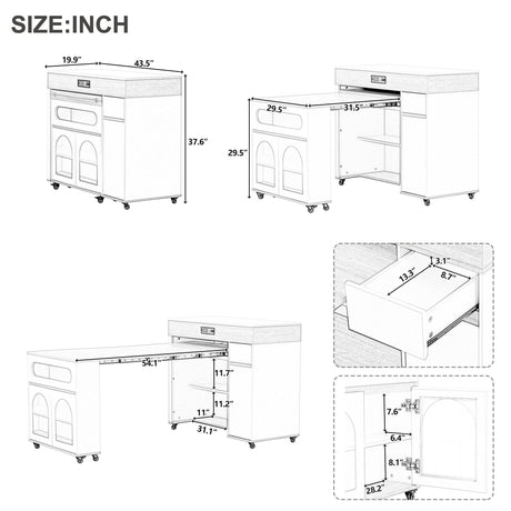 Extendable Dining Table With Folding Top, Rolling Kitchen Island With Drawers And Power Outlet HouseOfZazla