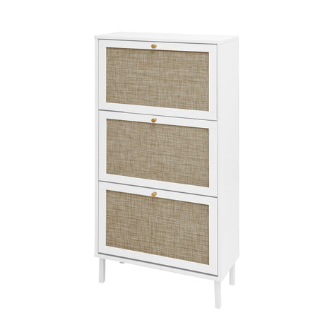 Modern Rattan 3 Door Shoe Rack Cabinet for Entryway HouseOfZazla