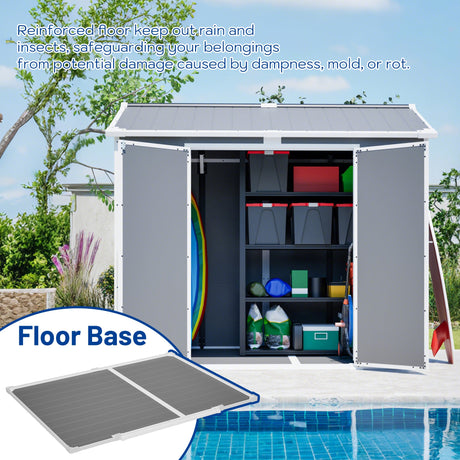 Plastic Utility Shed 8x6 ft with Floor – Lockable Storage Shed HouseOfZazla