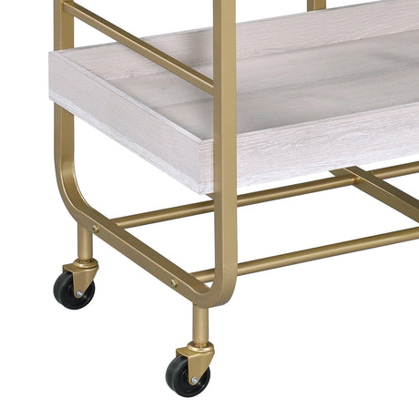 Vorrik Gold & White Washed Finish Serving Cart HouseOfZazla