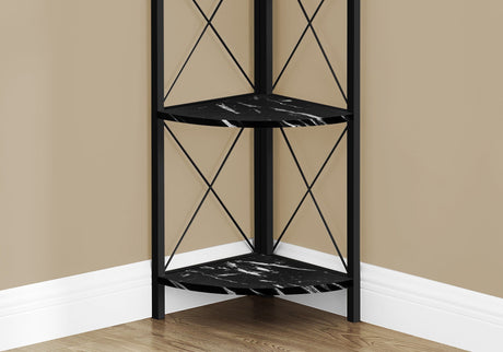 4-Tier Corner Bookshelf with Marble Look and Metal Frame HouseOfZazla