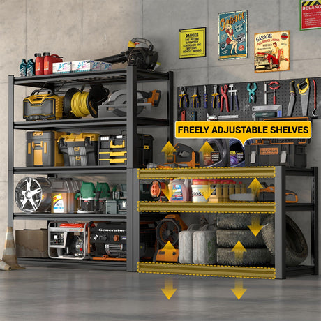 Garage Storage Rack, 5 Layer Adjustable Shelving Unit For Warehouse - Black HouseOfZazla