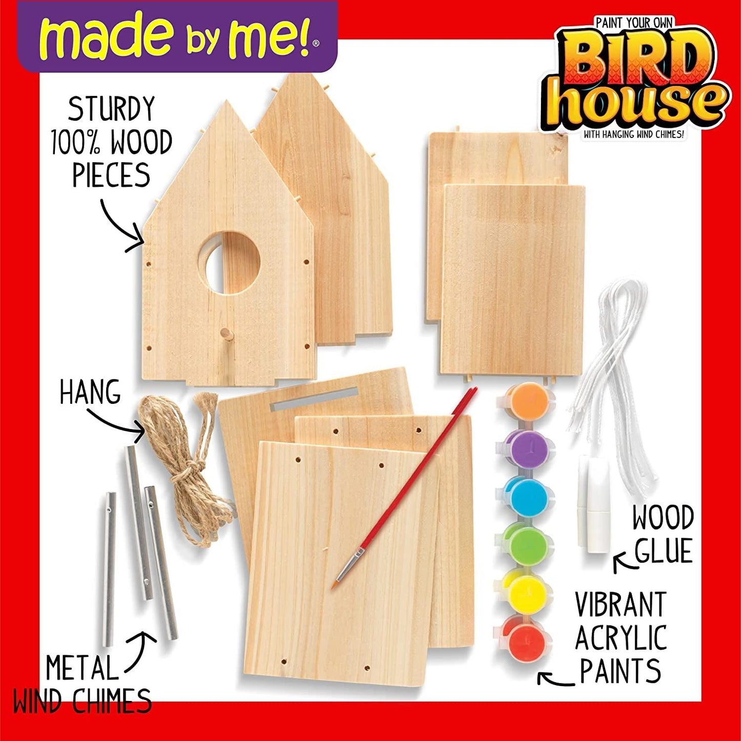 Build & Paint Your Own Wooden Bird House, DIY Birdhouse Making Arts & Crafts Painting Kit - WoodArtSupply