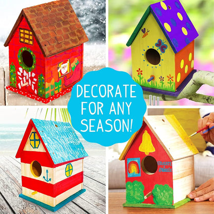 Build & Paint Your Own Wooden Bird House, DIY Birdhouse Making Arts & Crafts Painting Kit - WoodArtSupply