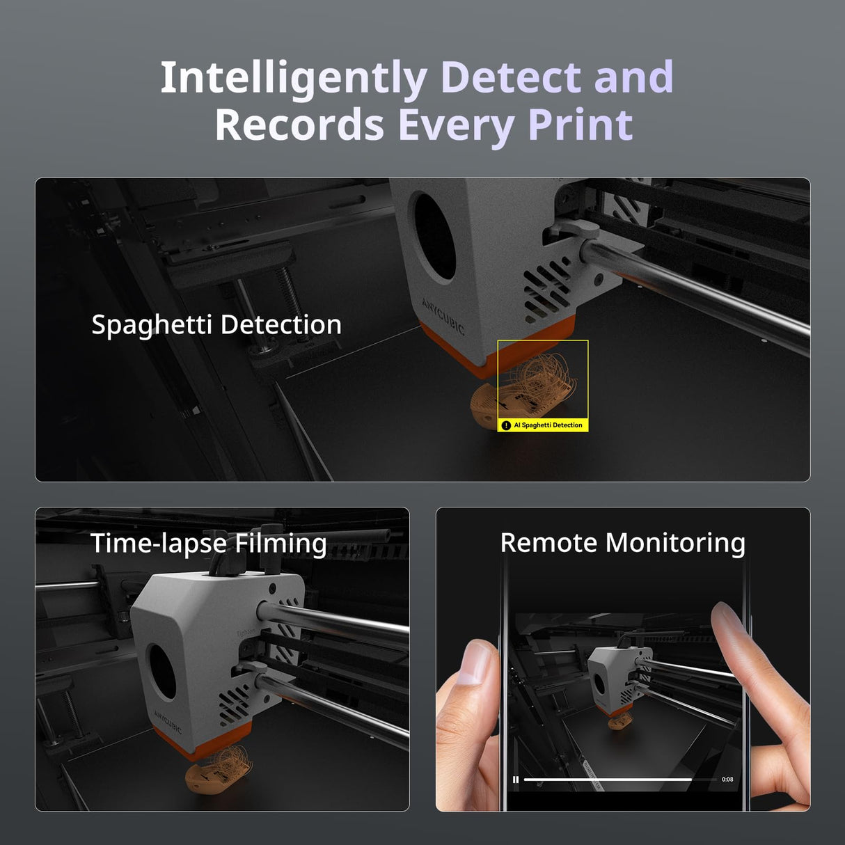 (Bundle Anycubic Kobra S1 Combo) Anycubic 3D Printer Support Multi Color Printing Max 600mm/s High Speed Printing High Precision, 9.8"x9.8"x9.8" ANYCUBIC