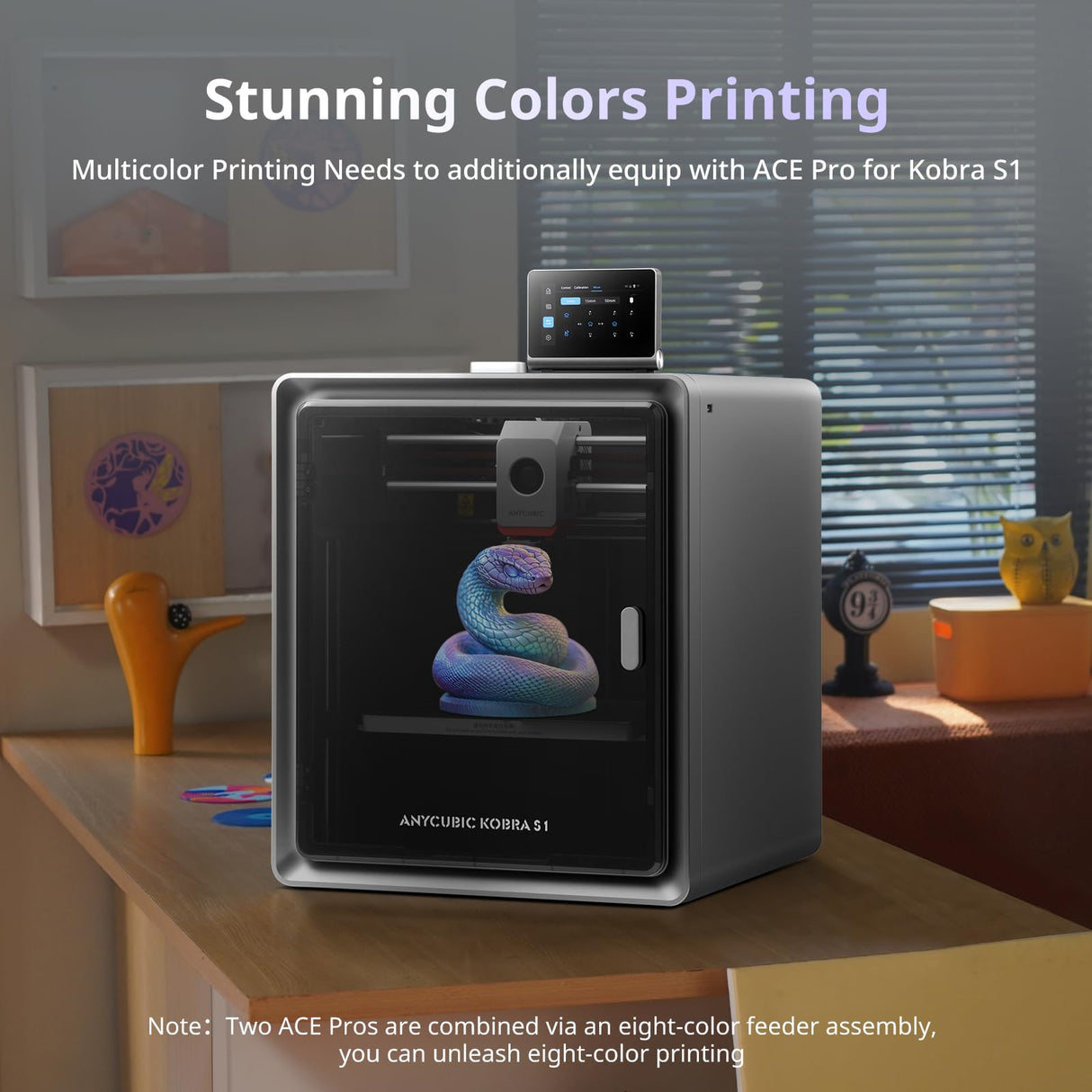 (Bundle Anycubic Kobra S1 Combo) Anycubic 3D Printer Support Multi Color Printing Max 600mm/s High Speed Printing High Precision, 9.8"x9.8"x9.8" ANYCUBIC