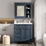 Bathroom Vanity With Medicine Cabinet, Royal Mirror Cabinet, Modern Bathroom Storage Cabinet With 2 Soft Closing Doors And 4 Drawers