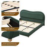 King Size Upholstered Platform Bed Frame with Rounded Corners
