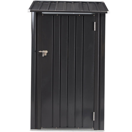 Outdoor Storage Shed, Metal Steel Garden Shed With Single Lockable Door, Small Shed Outdoor Steel Utility Tool Shed For Backyard Patio Garden Lawn - Black HouseOfZazla